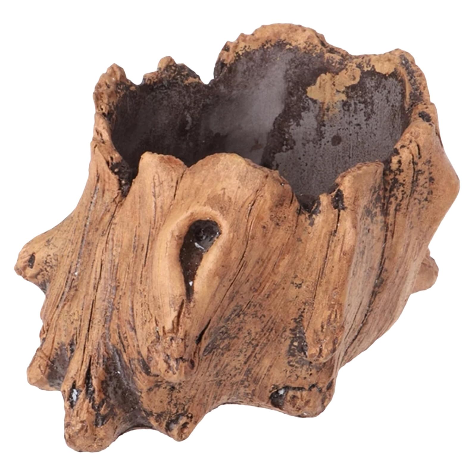 Pot de fleurs béton imitation souche bois SHINEOFI pour jardin