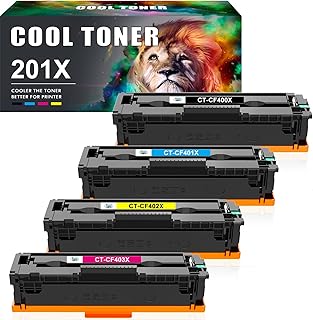 Cool Toner Compatible for HP M277dw Toner 201X 201A Color LaserJet Pro MFP M252dw M277n M277c6 M274n M252n CF400X CF401X CF402X CF403X (Black Cyan Yellow Magenta 4-Pack)