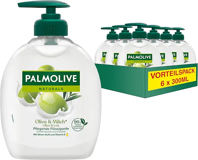 Palmolive Seife Naturals Milch & Olive Flüssigseife - 6x300ml für alle Hauttypen