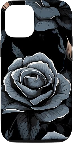 Funda para iPhone 1212 Pro Black Rose Floral Flower