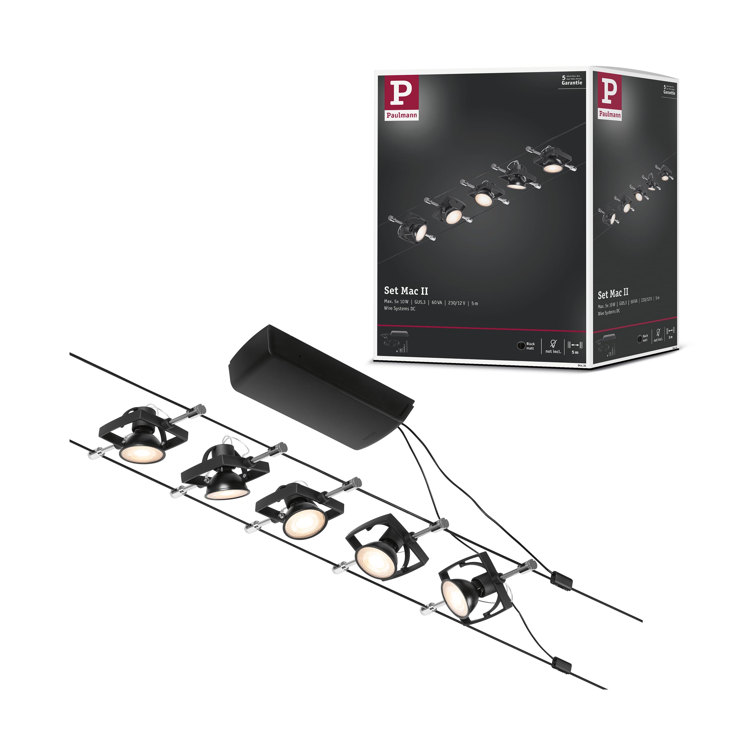 Paulmann Wire Set MacII max5x10W GU5,3 Schwarz ma