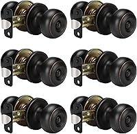 Goldenwarm Oil-Rubbed Bronze Privacy Door Knobs 6 Pack - Stainless Steel Interior Knobs for Bedroom Bathroom, Adjustable Latch Reversible