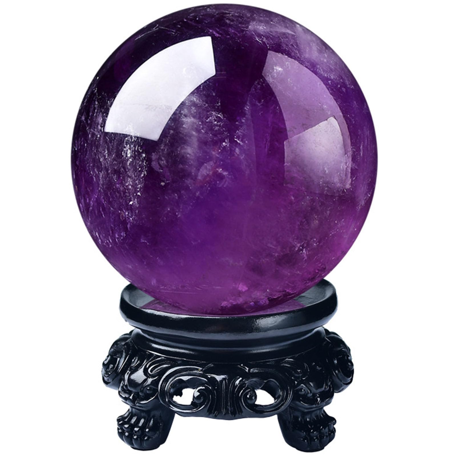 Sfera di Cristallo di Ametista Naturale Cristalli curativi Sfera Grandi Sfere di Quarzo Viola Esemplare di Pietra preziosa con Supporto in Legno per Meditazione Reiki, Feng Shui,3CM