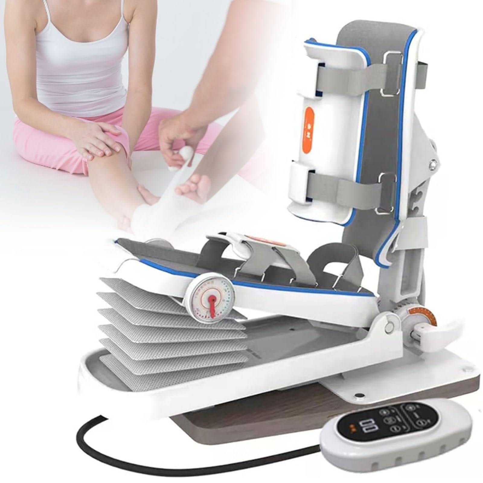 Oiyeknrd Foot Rehabilitation Training Equipment,Electric Ankle-Foot Immobilizer,Adjustable Force and 75° Angle,Static Stretch Correction, Easy To Wear, for Dislocation, Ligament Injury Electric