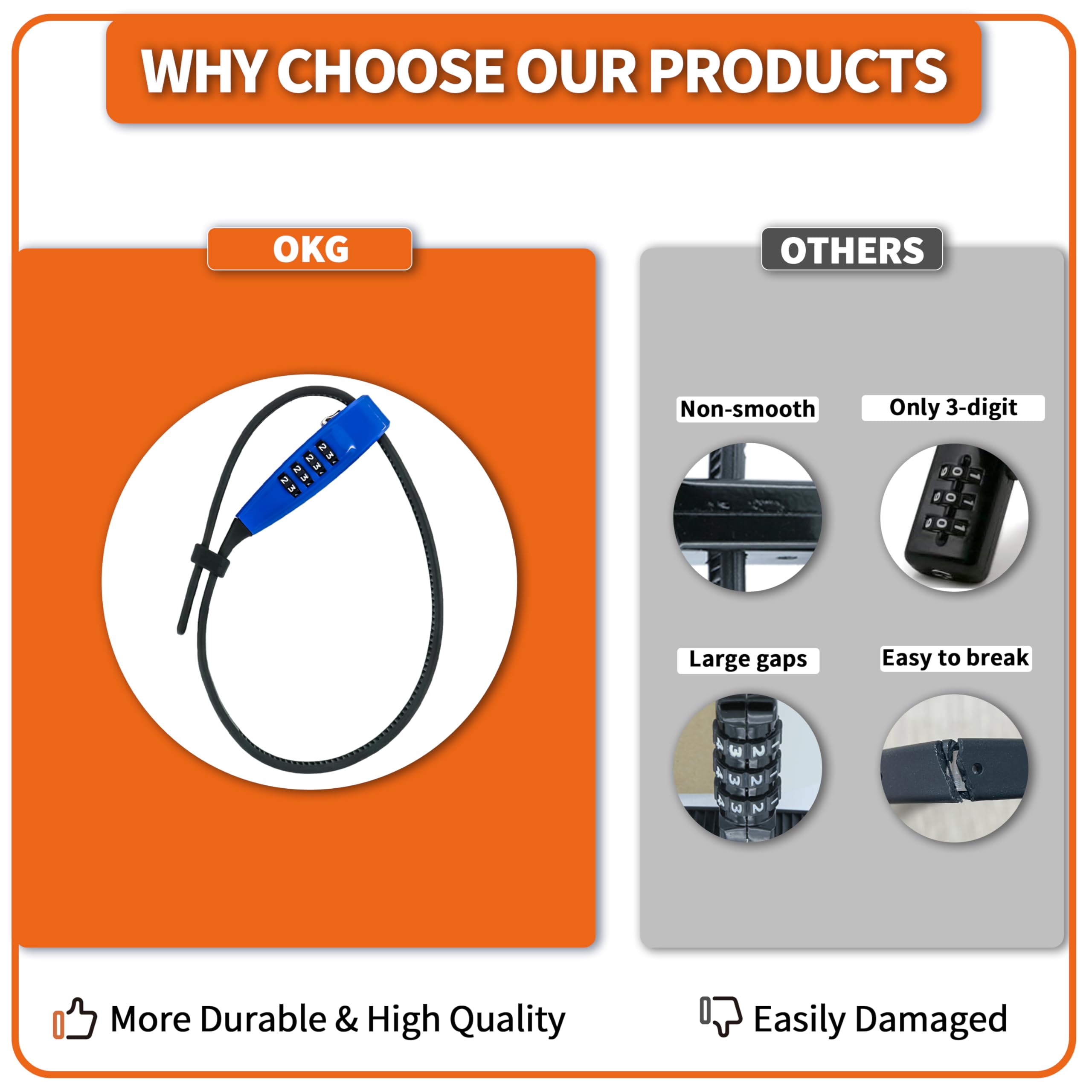 OKG 4-Digit Combination Zip Tie Lock - Anti-Scratch Stainless