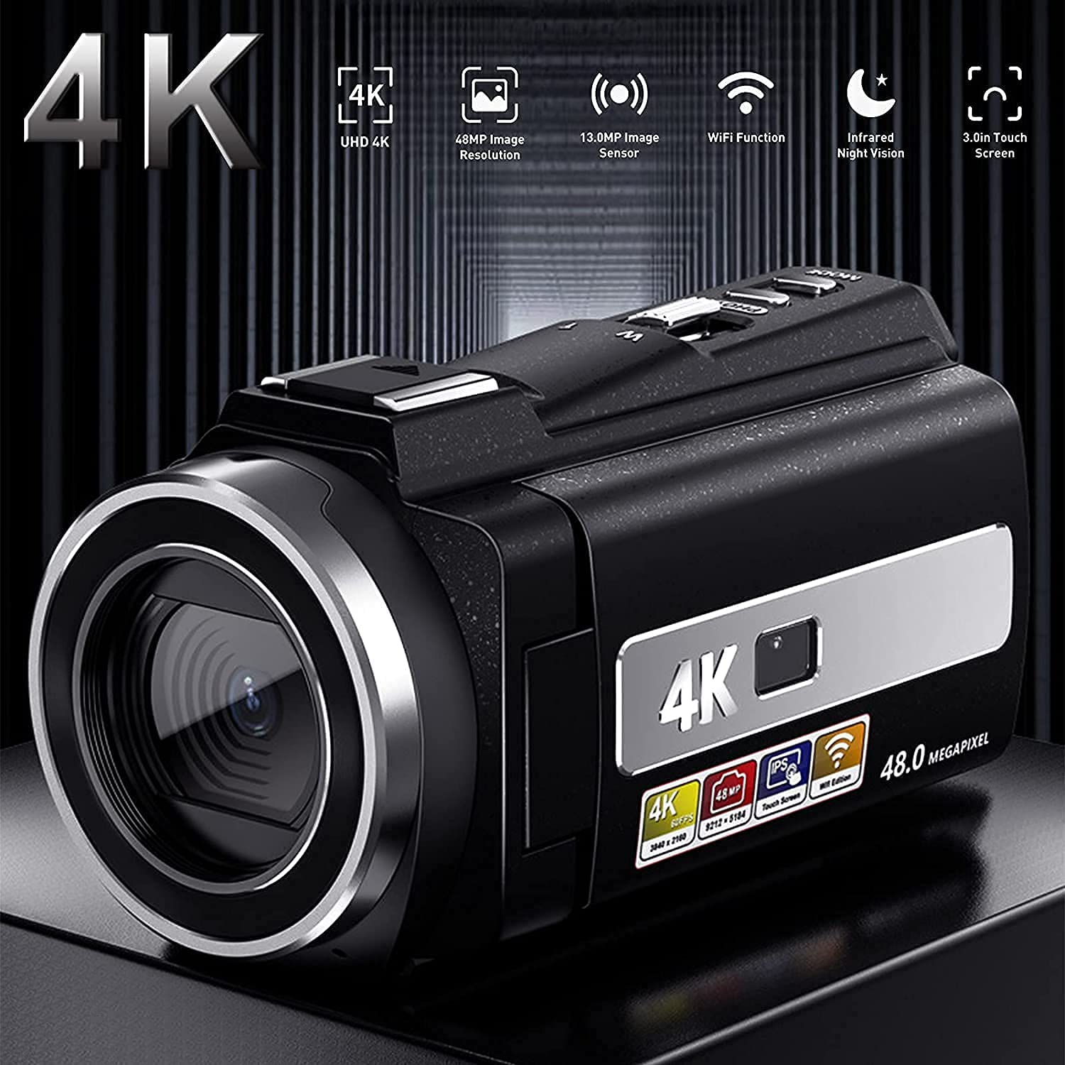 【美品】Shanrya 高画質5K ビデオカメラ 大人気 高画質 4K ビデオカメラ YouTubeカメラWIFI機能 60FPS