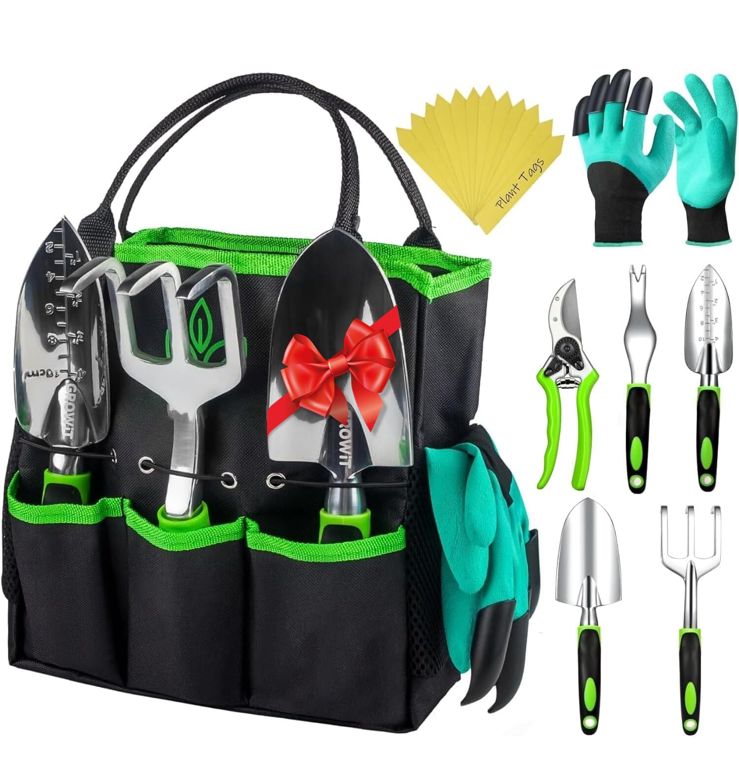 GROWIT Heavy Duty Gardening Tools - 22-Piece Gardening Gifts for Women, Men, Mom, Dad - Durable, Ergonomic Garden Tools Set