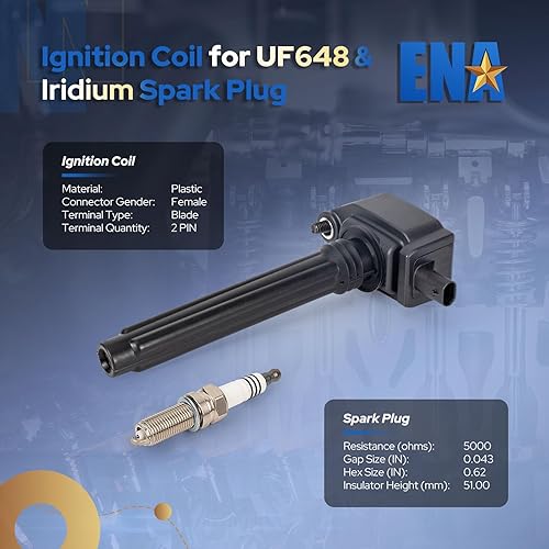 Miniatura 4 de ENA Juego de 6 bobinas de encendido y bujías de iridio para UF648 compatibles con Chrysler Dodge Charger Jeep Grand Cherokee Wrangler 200 300