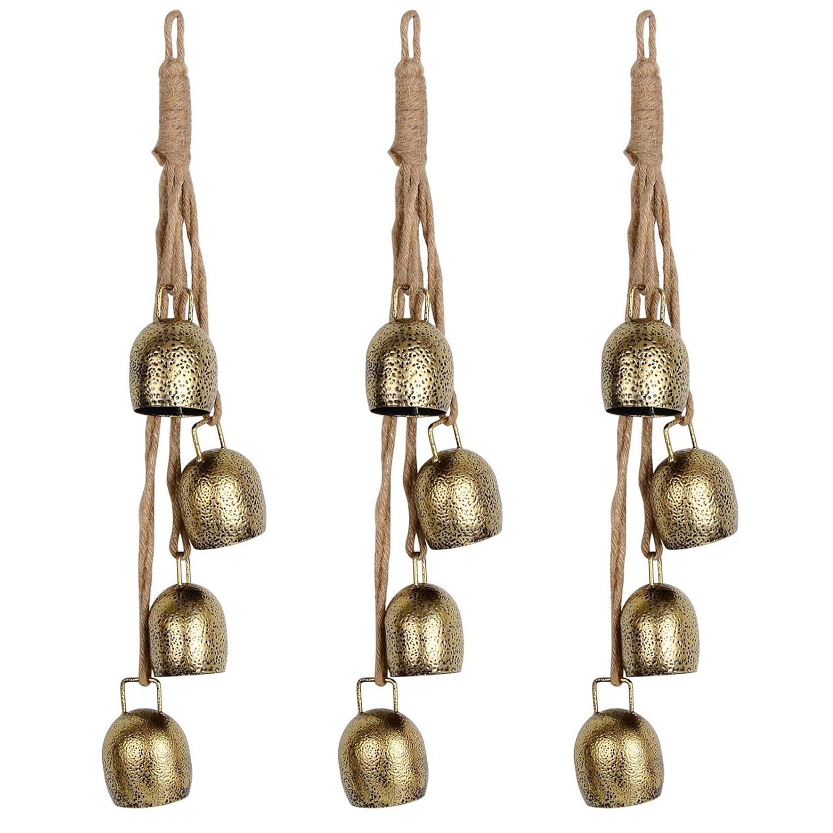 Hndhbfgrt 3X Handheld Chimes Bell Metal Vintage Cowbell,Christmas Bell, Hanging Cow Bell Decorations