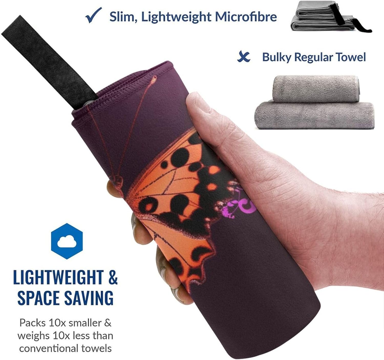 KHiry Microfiber Towel Beach Towels Nice Butterfly Quick Dry Towel Soft Lightweight Travel Towels Absorbent Large Easy Pack Travel Things Beach Blanket for Gym Sports Swimming