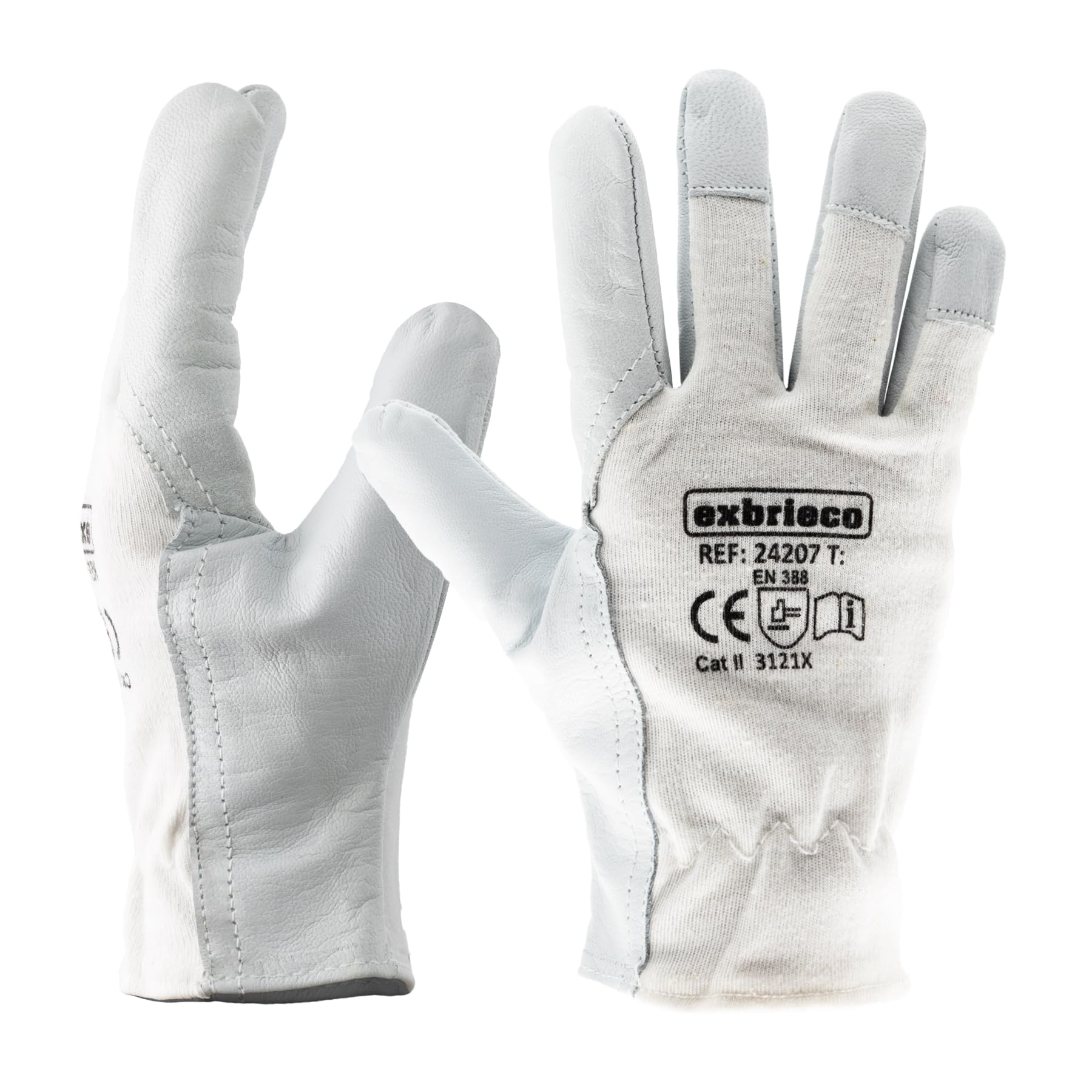 Guantes de Trabajo de Piel, Pack de 1/3/6 o 12 Pares, Alta Resistencia a la Abrasión y Perforación, Antidesgarros, Dorso de Algodón, Cómodos y Suaves, Duraderos, Diferentes Tallas