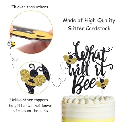 Amazon Com Bumble Bee Baby Shower Banner Gender Reveal Party Decorations What Will It Bee Cake Topper Toys Games