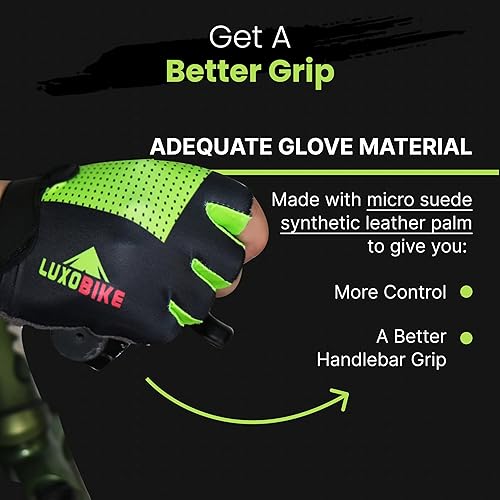 Miniatura 6 de Guantes de ciclismo, guantes de bicicleta de montaña, guantes de bicicleta Antideslizante, absorción de golpes, acolchado, transpirable, medio dedo
