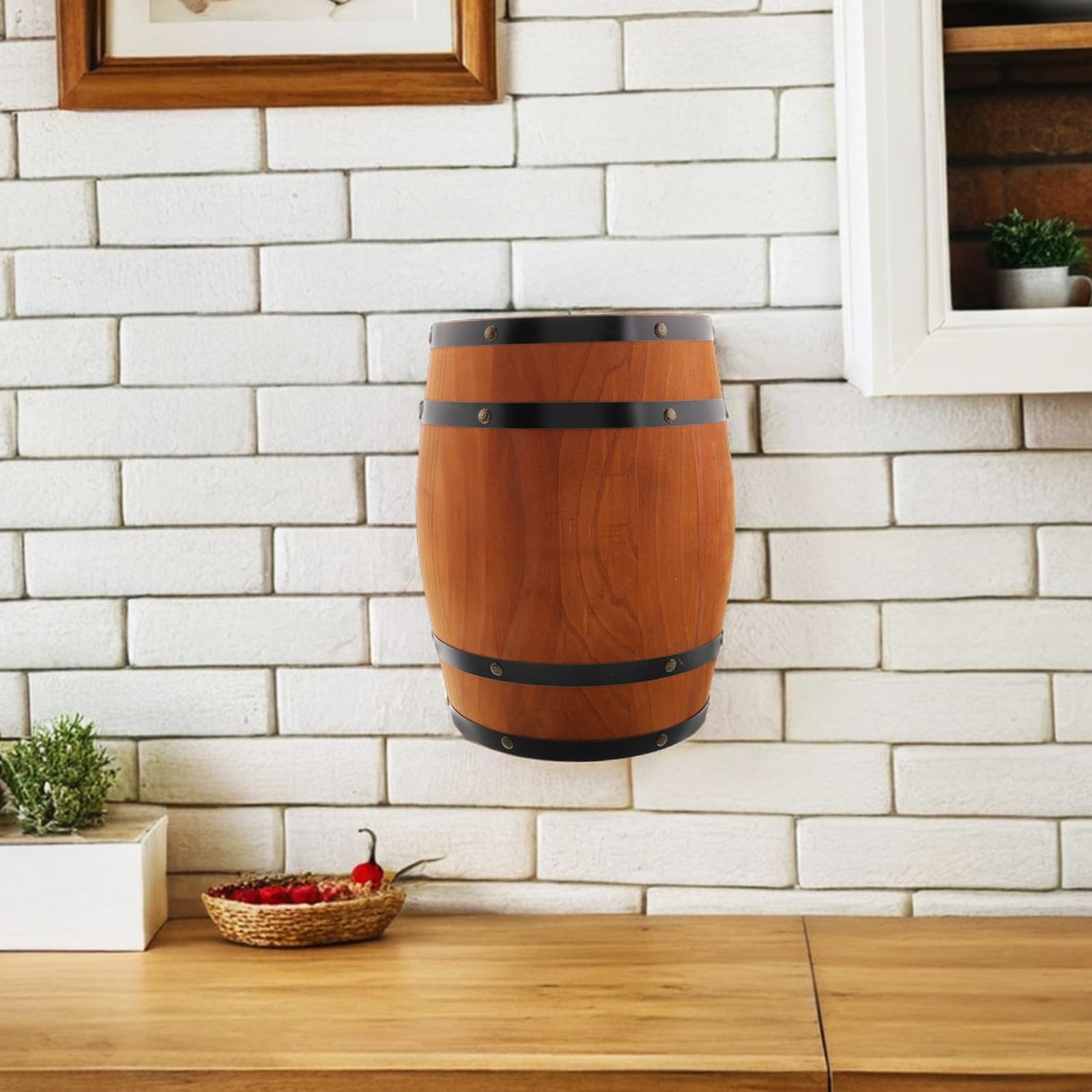 Barril de Madera Rústico, Medio Barril para Decoración de Pared