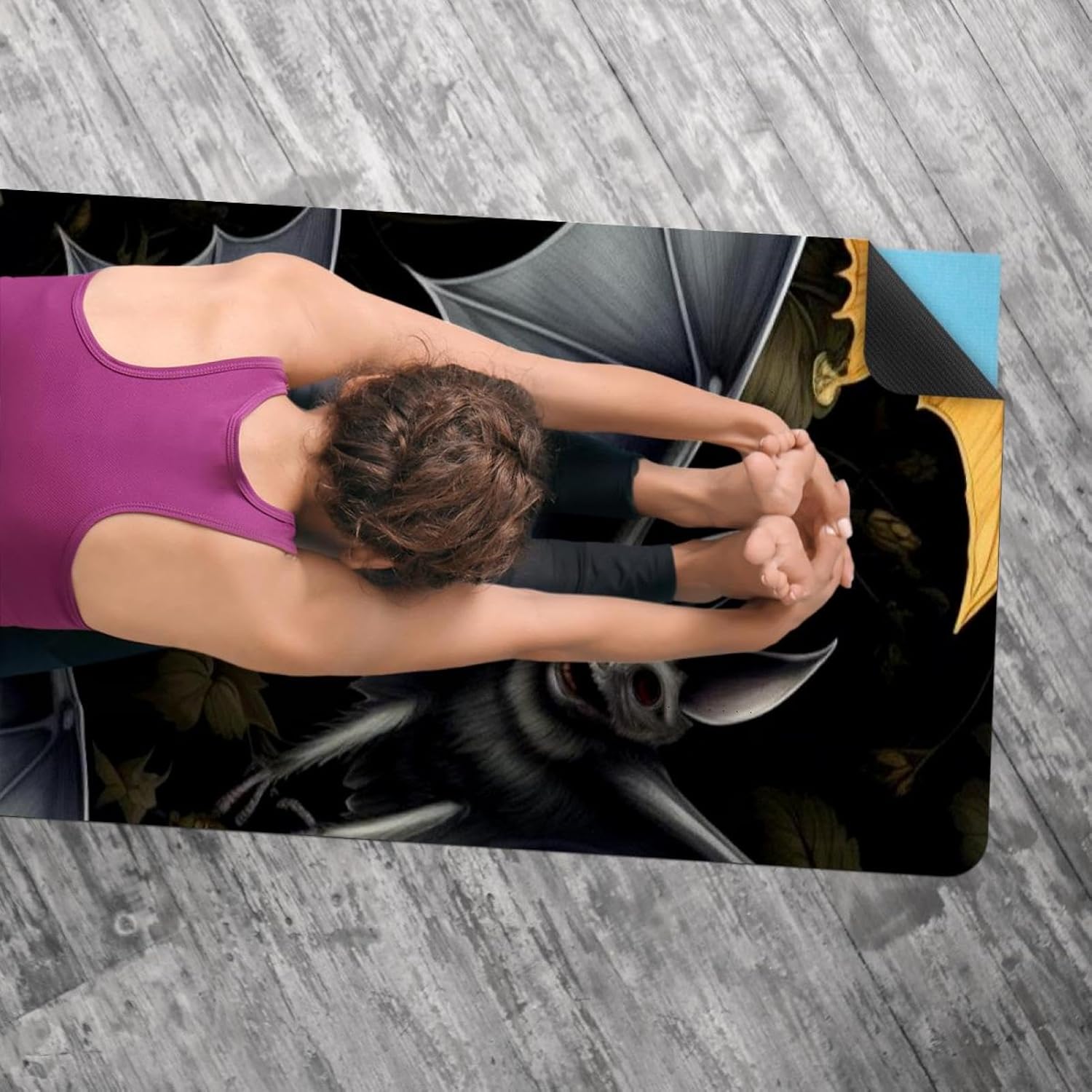 Yoga Towel, Bat Pattern Non Slip Sweat Absorbent Hot Yoga Mat Towel for Hot Yoga, Pilates and Fitness - 72.8" x 26.8"