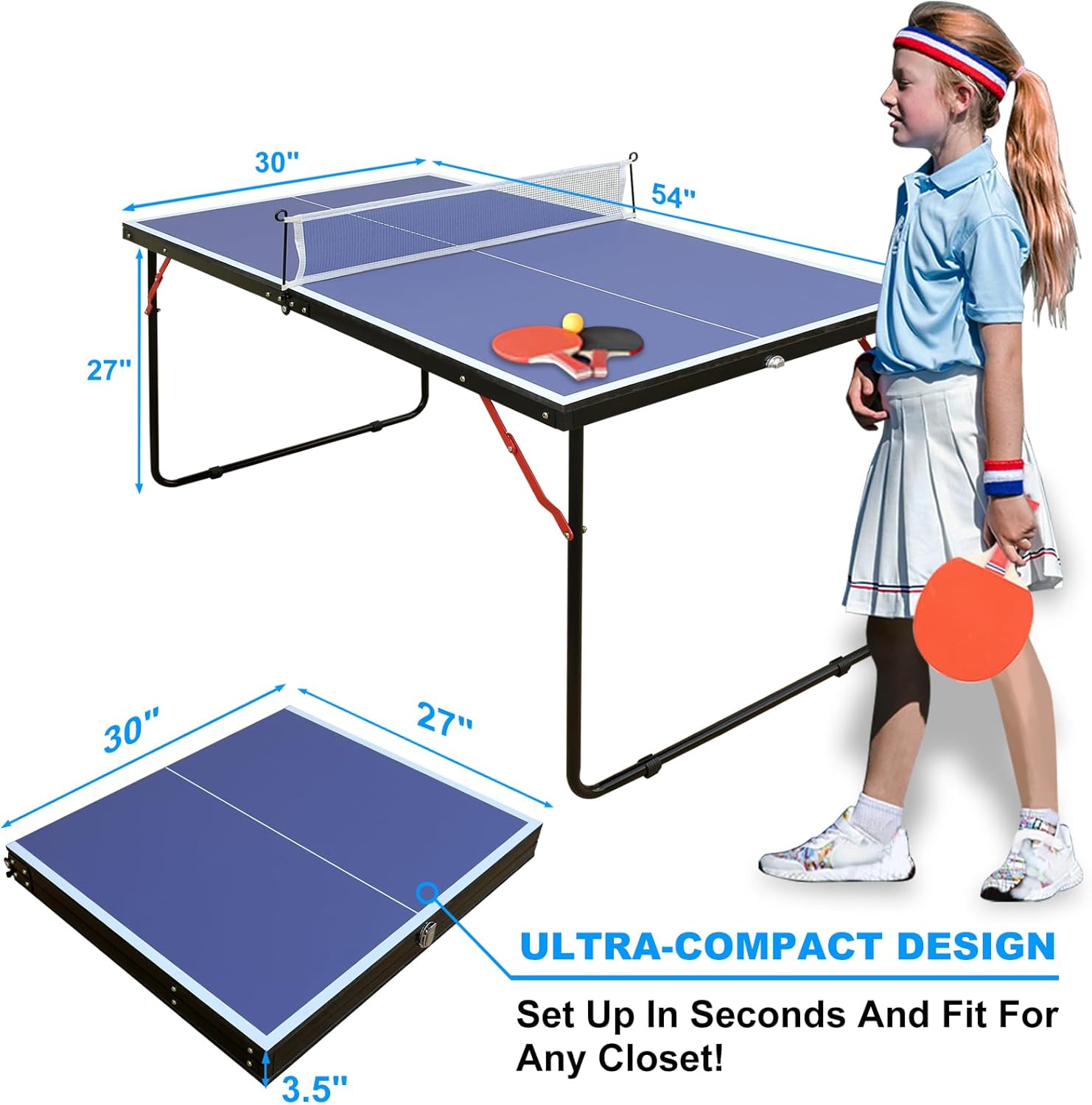 Folding Plastic Table 4ft/6ft/8ft Adjustable Height Portable Dining Table for Camping, Picnics, Parties, High Load Bearing Foldable Table