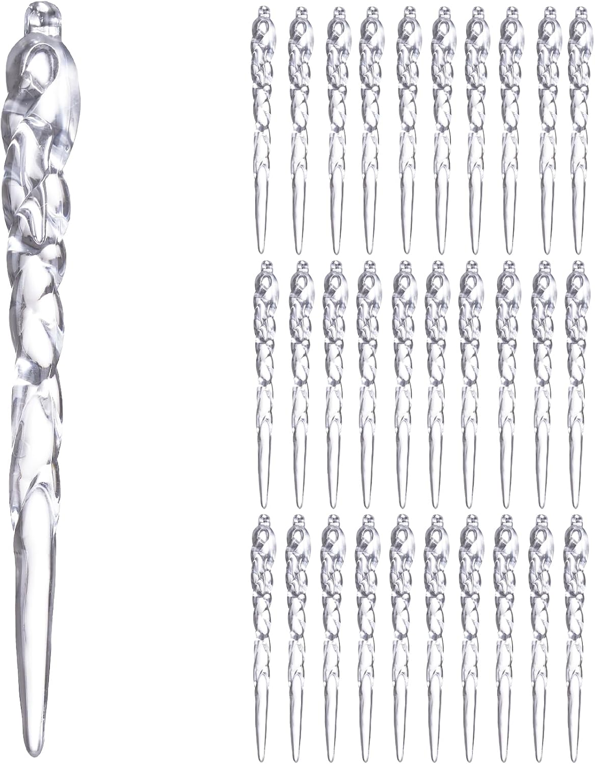 Diahom Christmas Icicle Hanging Ornaments 30pcs 5 Inches Acrylic Xmas Tree Garland Crystal Decorations Wall Window Mantel New Year Holiday Wedding Winter Party Home Decor