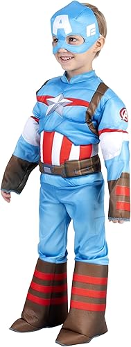 Miniatura 6 de Jazwares Marvel - Disfraz juvenil de Capitán América de Steve Rogers, disfraz de superhéroe de Halloween