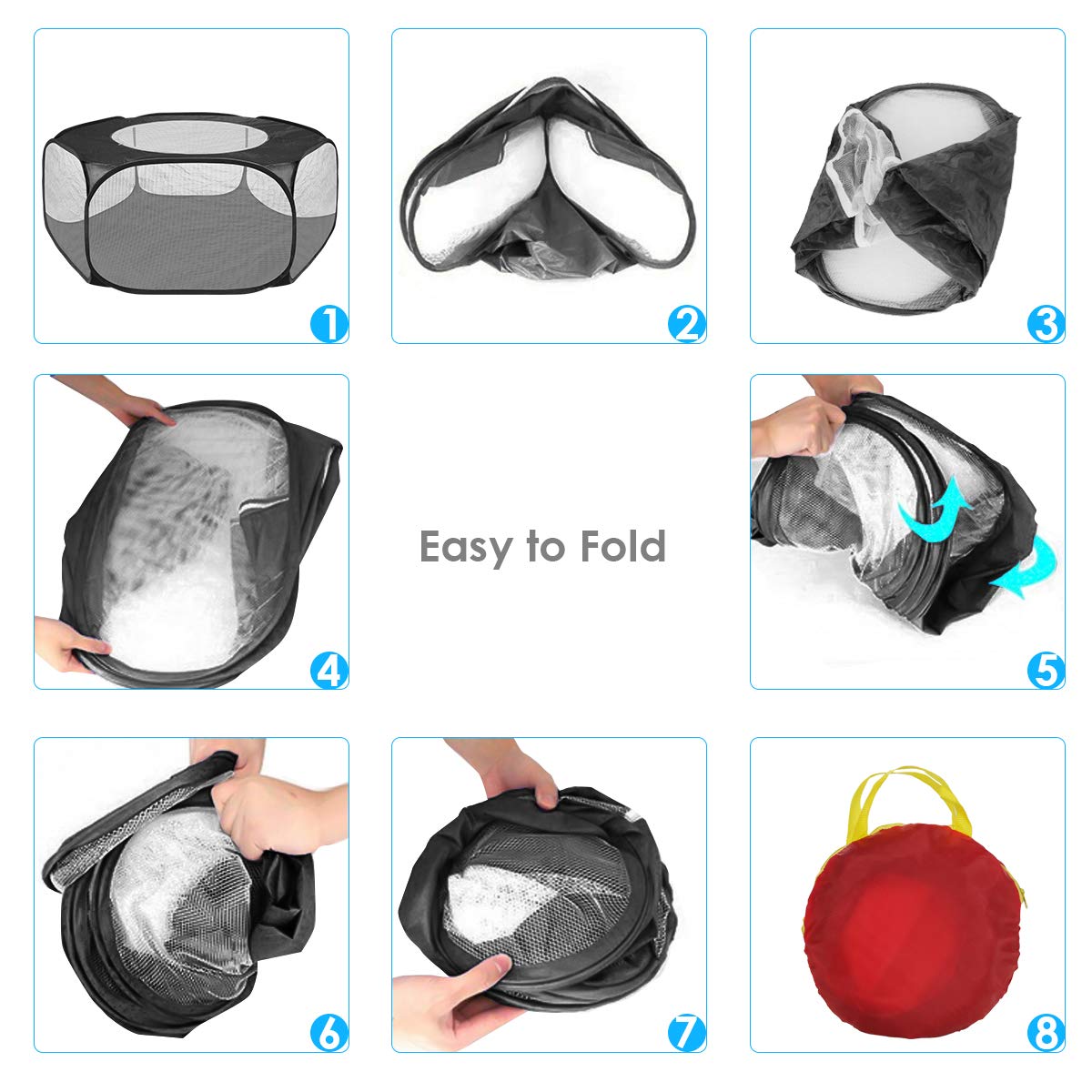 Corralito para Mascotas Fondo Impermeable Portátil Plegable Pequeña Jaula de Cerca de Animales Tienda con Cubierta con Cremallera para Hamster Chinchillas Cobayas