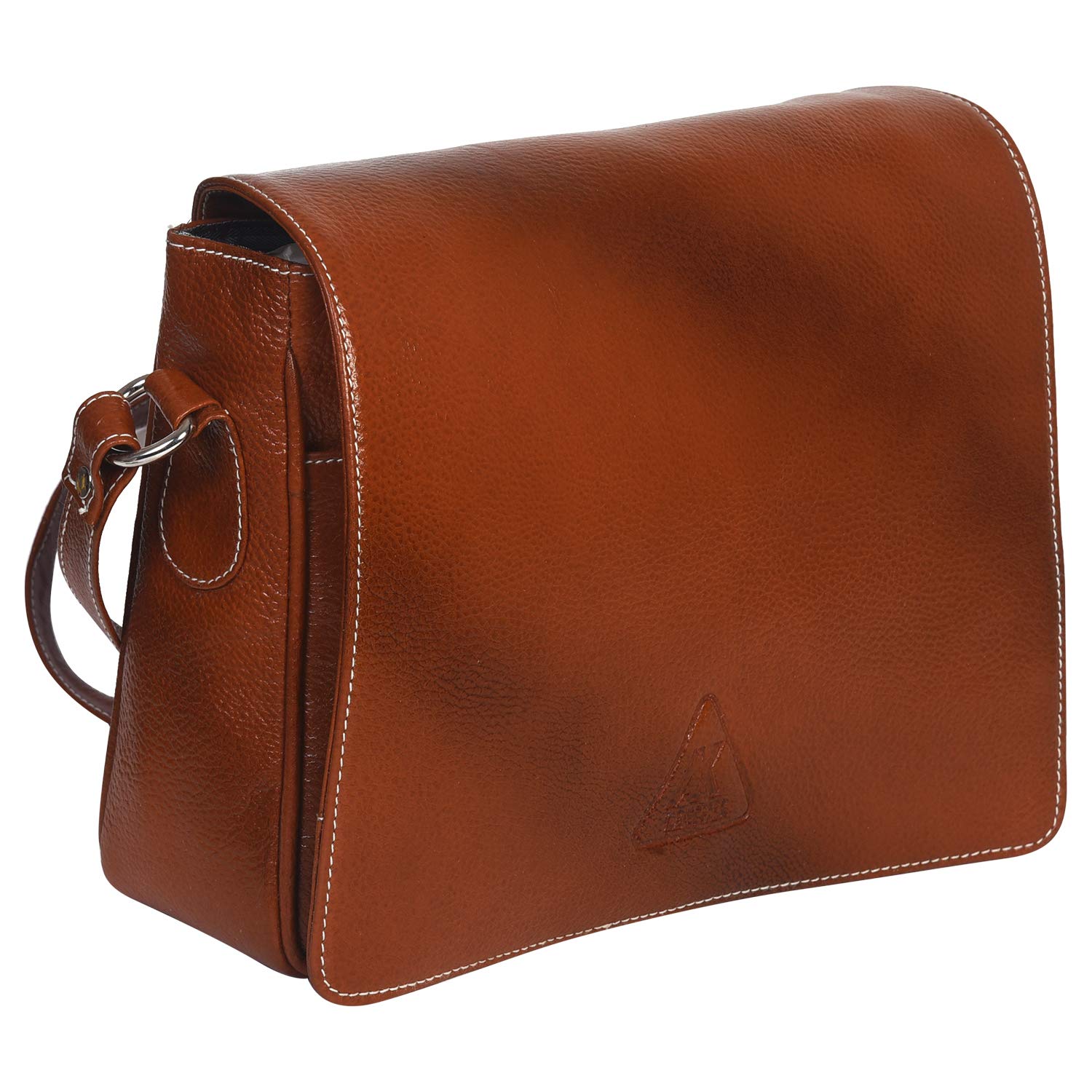 A.K LEATHER Unisex Handmade Original Leather Crossbody Shoulder Handbag with Side Organizer