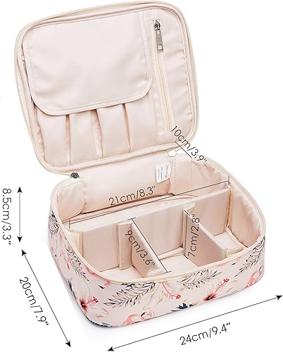Miniatura 6 de Narwey Bolsa de maquillaje de viaje, bolsa grande para cosméticos, estuche organizador de maquillaje para mujeres