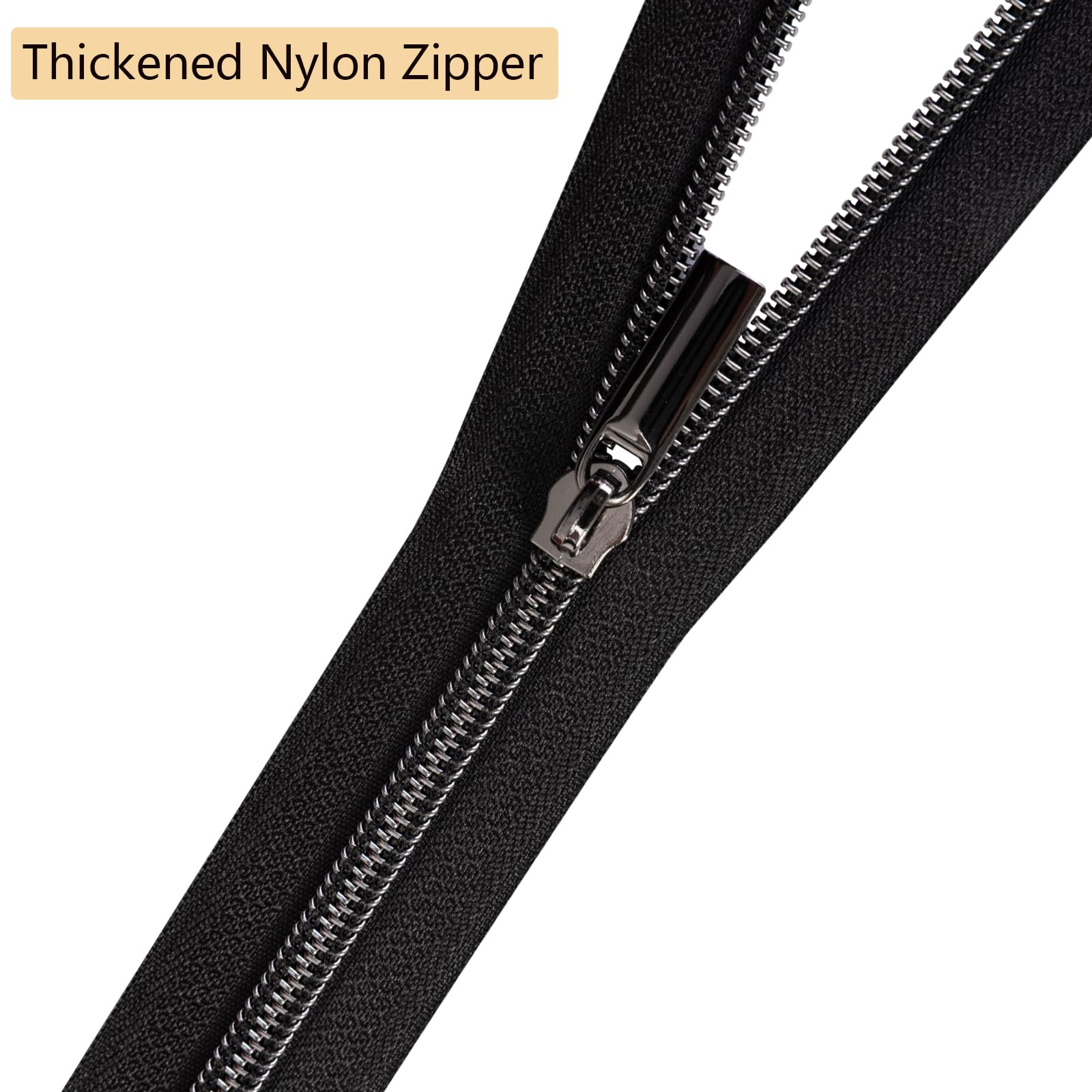 GUBOCA 9 M Cerniera Lampo Lunga,Cerniere in Nylon per Cucito a Metro con 30 Pezzi di Accessori (Nero,Nero)