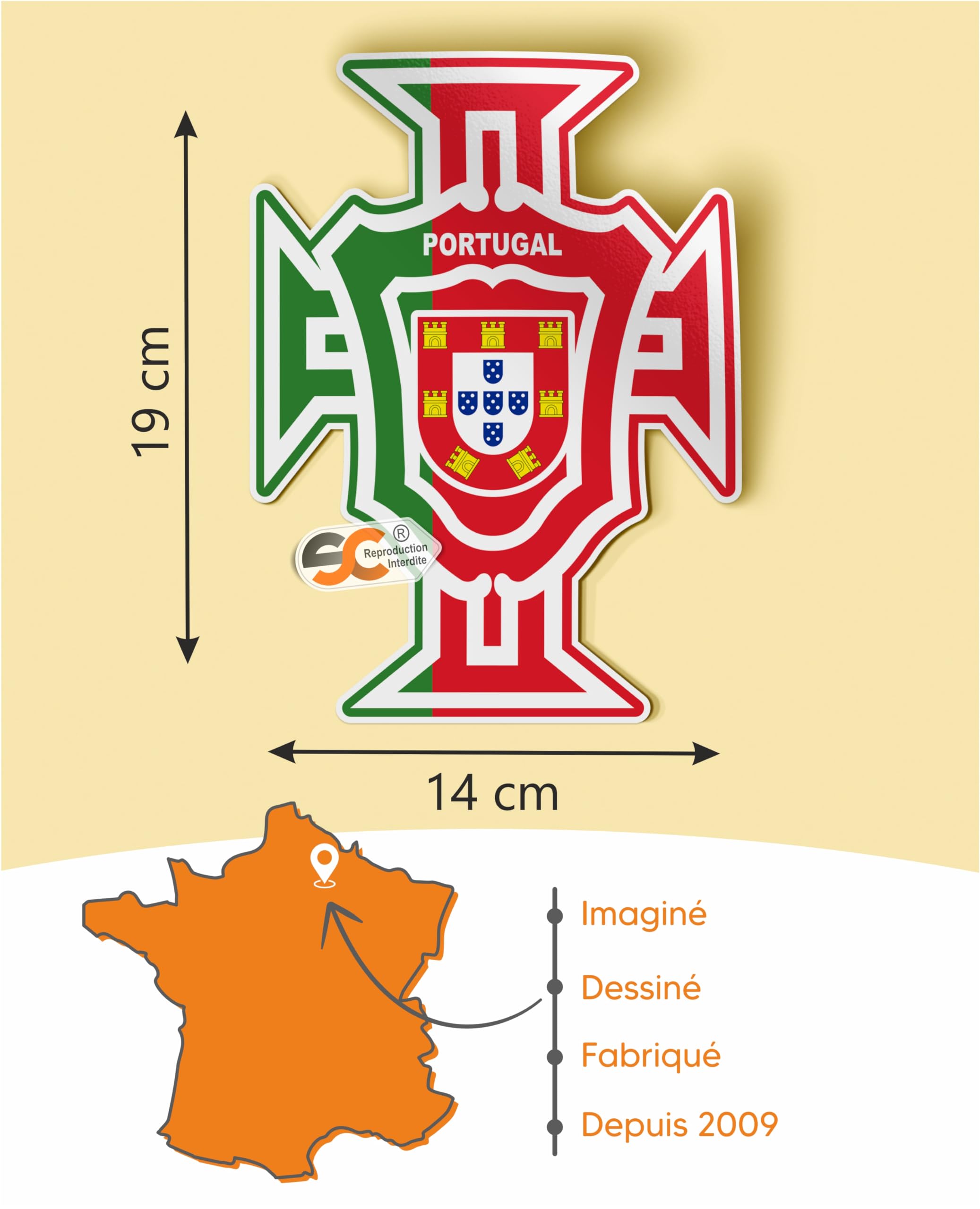 SC Portugal Autocollant Blason Drapeau Football