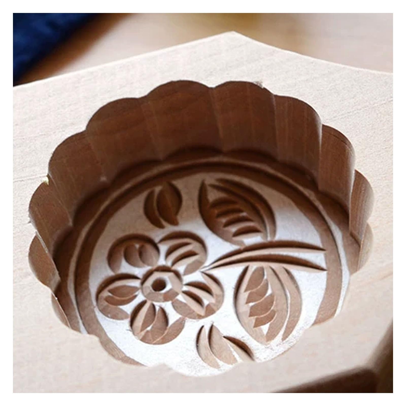 Molde de madera para hornear, cortador de galletas y sello de galletas para decoración de pastelería, molde creativo de estampado floral para pasteles de luna y galletas, 100% hecho a mano