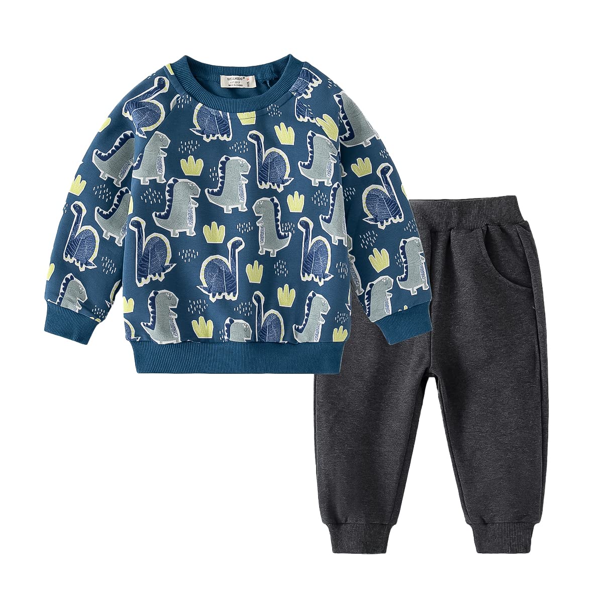 Volunboy Enfant Garcon Jogging Dinosaure Ensembles, Crew Neck Sweat et jogpant Deux pièces