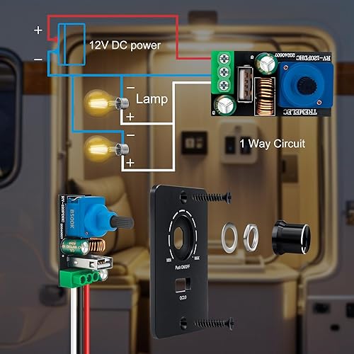 Miniatura 13 de RGBZONE Interruptor de atenuación LED de 12 V, 5 A 60 W, atenuador LED para caravana, interruptor de atenuación de barco PWM para cámper, camioneta