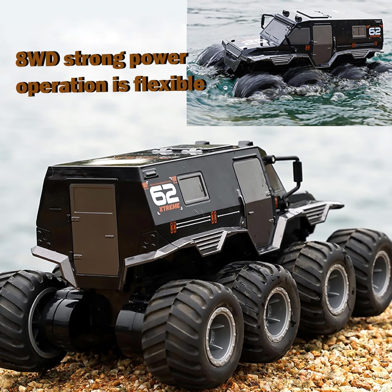 SEKAIHT Amphibious Remote Control Car RC Boats Waterproof RC Monster Truck 2.4GHz 8WD 2 Battery Drift RC Stunt Cars for Boys Girls Age 8-12,Kids Birthday Gifts Pool Toys
