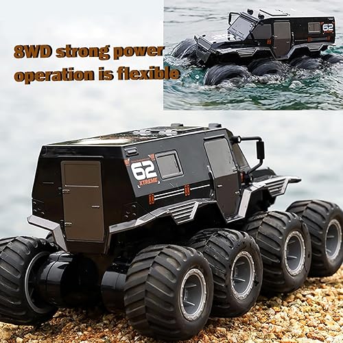 Miniatura 6 de SEKAIHT Coche de control remoto anfibio, barcos a control remoto, impermeable, camión monstruo a control remoto, 2.4 GHz, 8 WD, 2 baterías de deriva