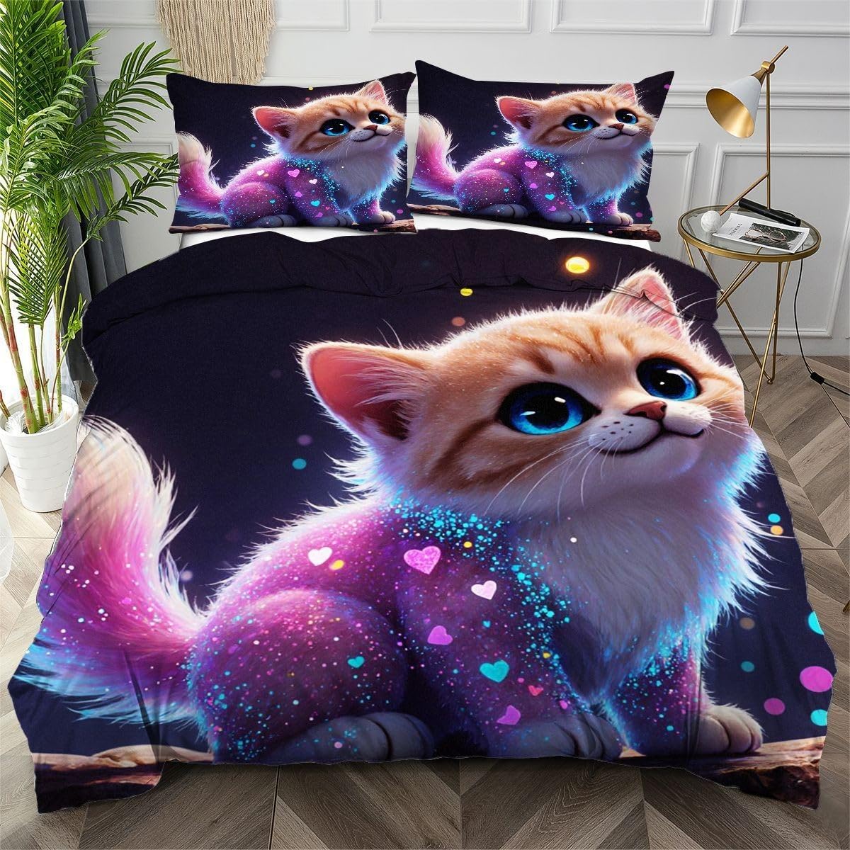 Housse de couette 240x260 chat violet pour des nuits douces et sereines