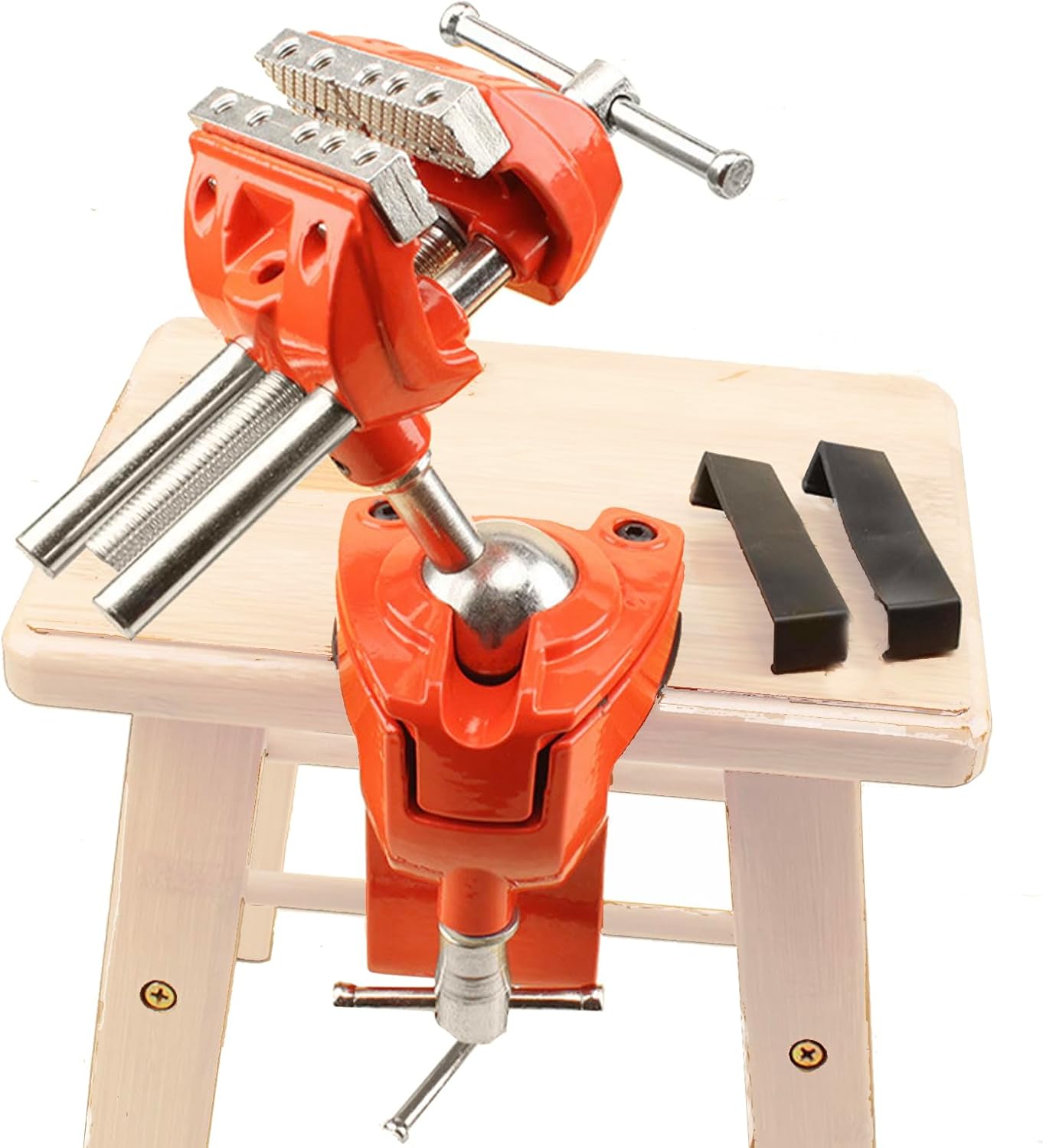 Clamp Bench Vise, Small Table Vise for Woodworking, Heavy Duty Clamp Vise for Workbench DIY Projects, Swivel Base, 360 Degree Rotating, Post Universal