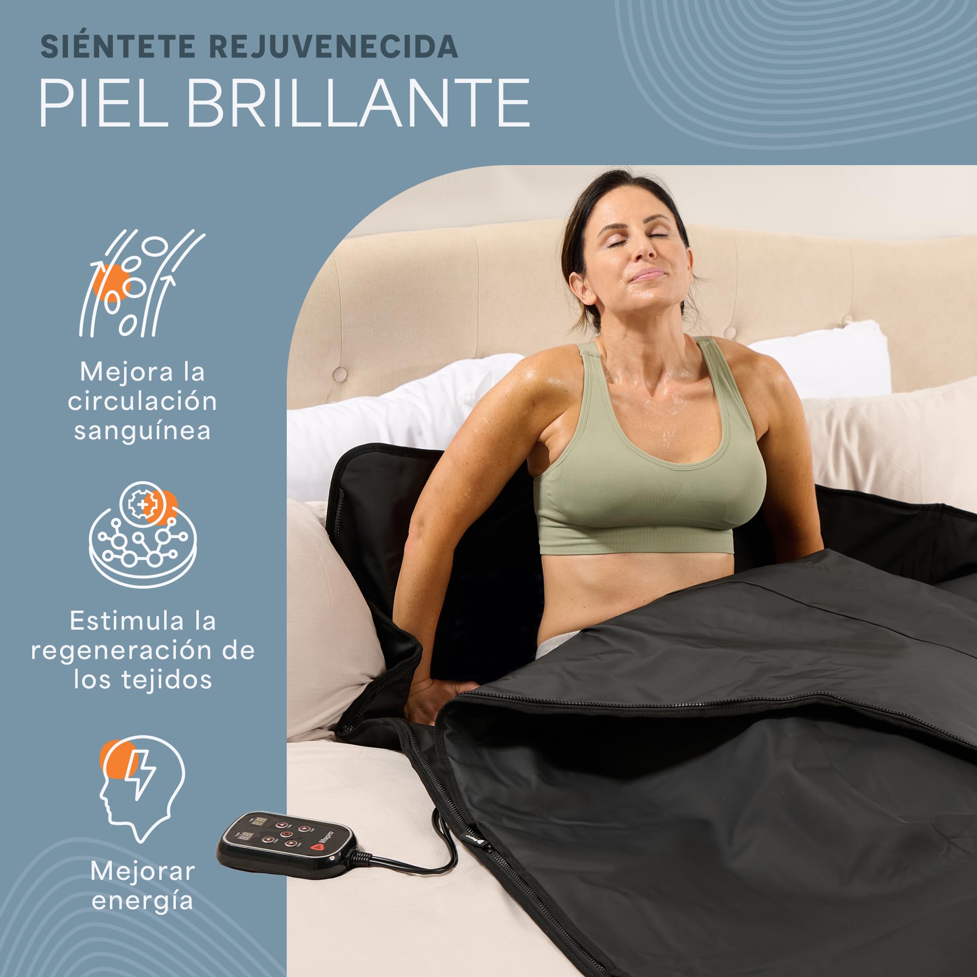LifePro RejuvaWrap Manta de Sauna Infrarroja 9 Niveles de Calor 35-80°C