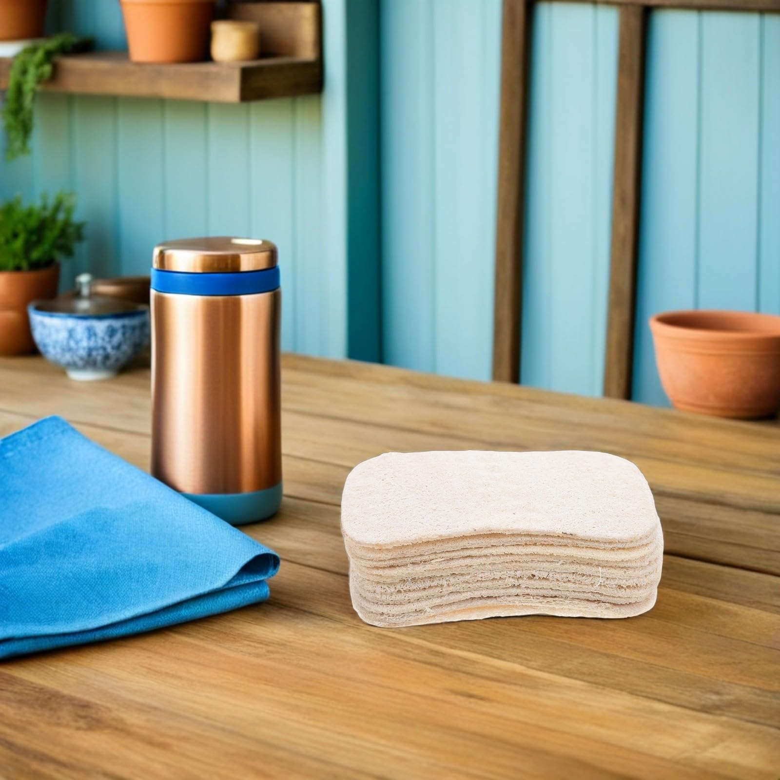 20 Esponjas para Fregar Platos y Ollas de Fibra Natural de Lufa, sin Rayar ni Dejar Grasa, Ideales para Cocina y Uso Doméstico