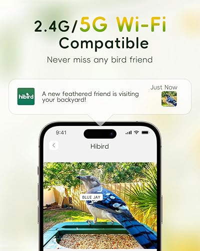 Miniatura 3 de Hibird - Comedero inteligente para pájaros 4K HD con cámara, 2.4G5G WiFi dual inalámbrico al aire libre, captura de video de aves de mayor