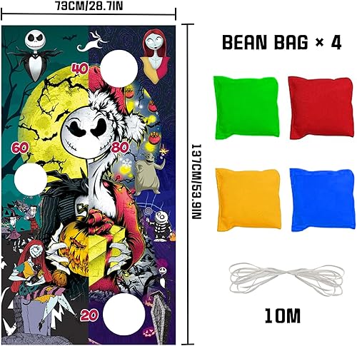 Miniatura 2 de Suministros de fiesta de pesadilla de Navidad, juegos de lanzamiento temáticos de pesadilla con 4 bolsas de frijoles, divertidos juegos de