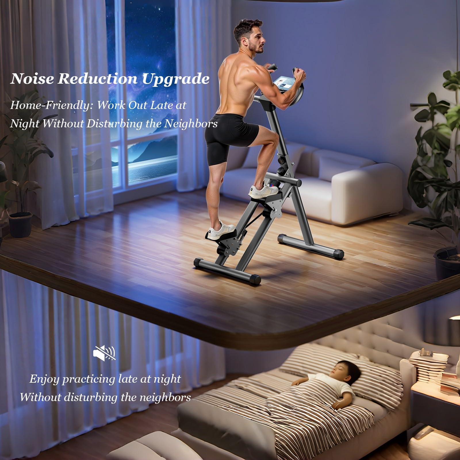 Esercizio Cardio A Casa,Stepper,Stepper Verticale Pieghevole,Con Intervallo Di Gradini Esteso,Per Allenamento Cardio Quotidiano,Per Allenamento Completo Del Corpo Titanium Gray