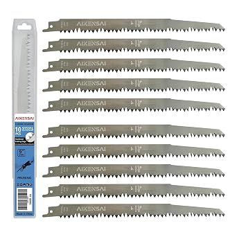 10-Piece S1531L 240mm 5TPI Wood Reciprocating Saw Blades Pruning Saw Blades for Fast Wood Cutting Compatible with Milwaukee Makita Dewalt Ryobi etc