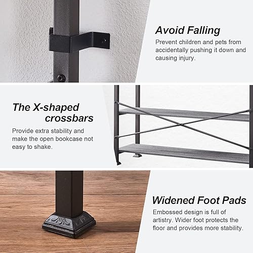 Miniatura 6 de Hombazaar Mesa de sofá consola de 3 niveles mesa de entrada rústica industrial con estante de almacenamiento para sala de estar pasillo acabado de