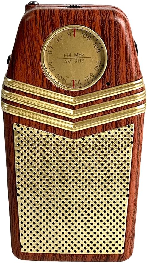 QFX Retro Portable Transistor Pocket AM FM Radio, RETRO-1958, Wood