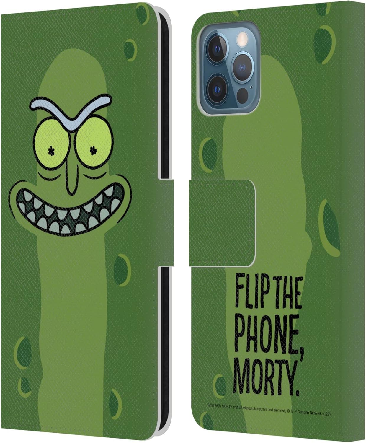 Head Case Designs Officially Licensed Rick and Morty Pickle Rick Season 3 Graphics Leather Wallet Case Compatible with Apple iPhone 12 / iPhone 12 Pro