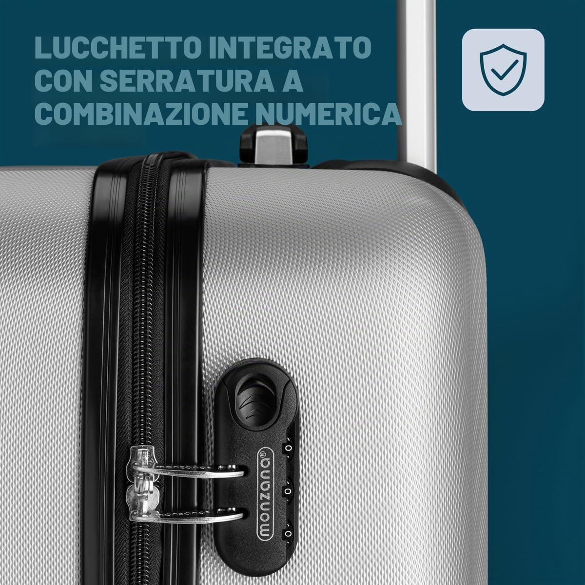 Monzana Valigie Set di 3 pezzi m l xl trolley valigie rigide leggere lucchetto bagaglio a mano viaggio grigio