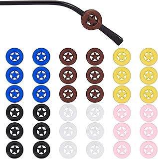 GORGECRAFT 18 Pairs 6 Colors Star Silicone Eyeglasses Retainer Glasses Ear Grip Comfortable Temple Tips Eyeglass Ear Hook Stoppers to Prevent Sliding Soft Protectors for Sunglasses Eyewear Accessories