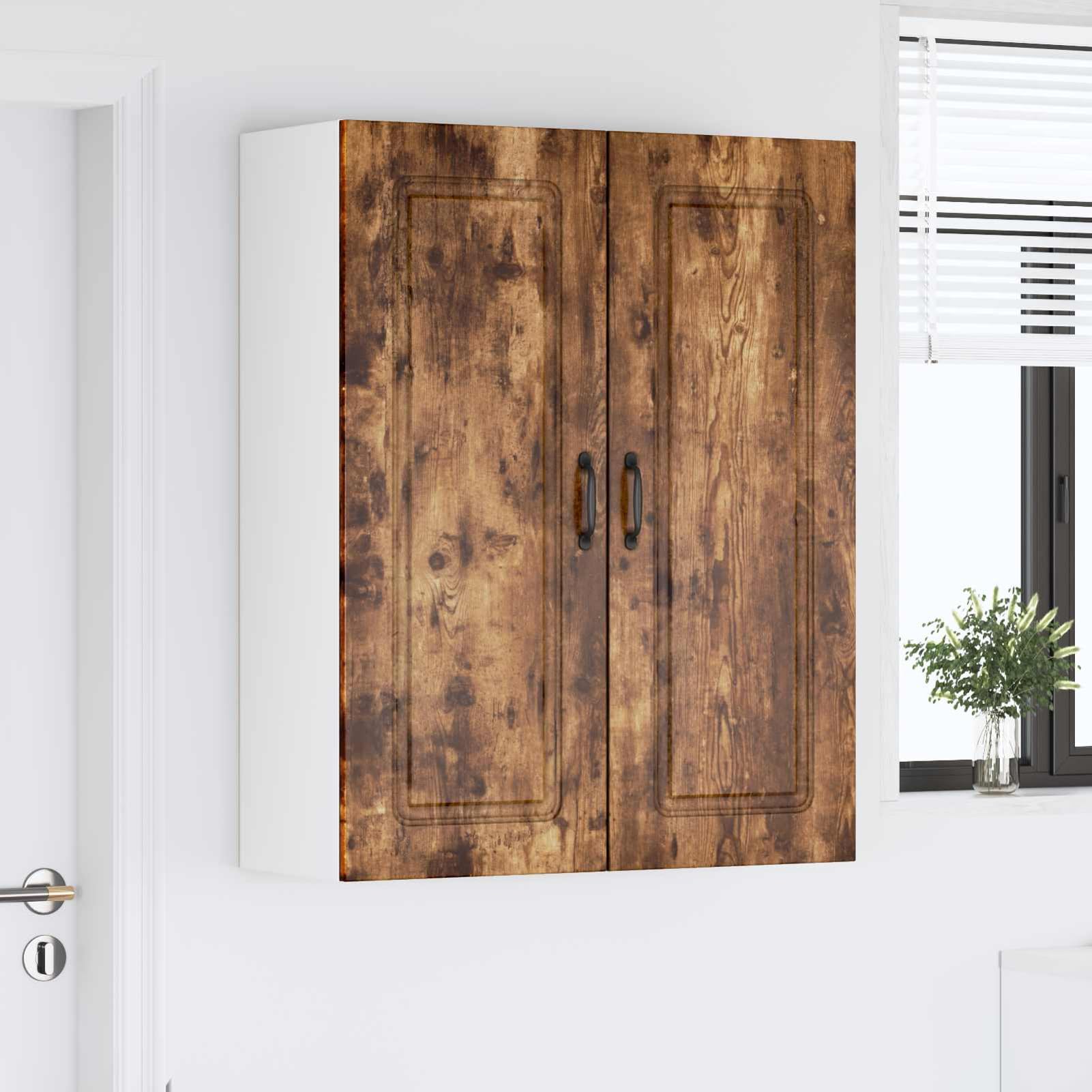 ATOMSTACK MAKER Armadietto da cucina Kalmar - Armadietto da parete in legno di rovere affumicato, 80 x 31 x 100 cm, design moderno con ampio spazio di archiviazione, per cucine moderne e classiche