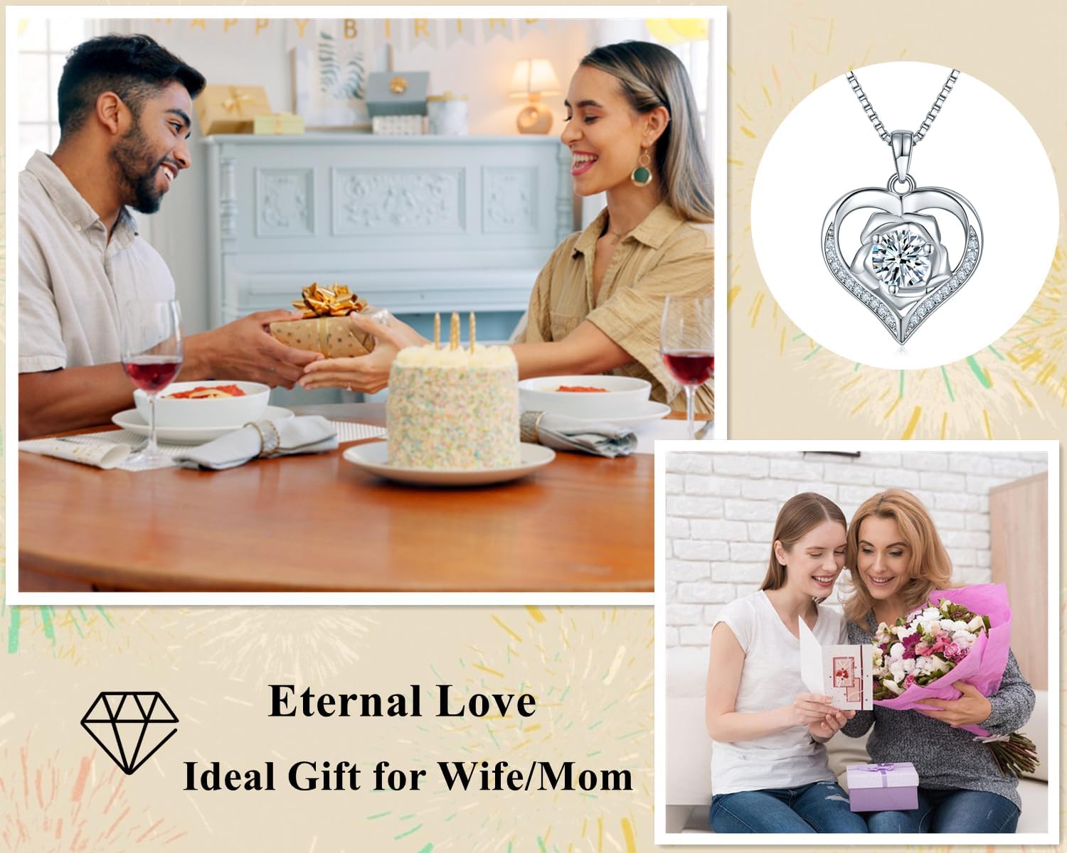 Heart Necklace Gifts for Women Wife, 925 Sterling Silver Necklace, 1-2 Carat Moissanite Pendant Necklace, Anniversary Jewelry Gift For Wife, Birthday Gifts for Girlfriend Her - Image 5