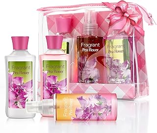 Pea Flwoer Fragance Bath and Body Gift Set, Gel, Lotion, Mist, Travel Size Spa Set,With Natural Extracts-Body Care kit for Birthday Mother's Day Chirstmas Gifts