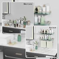 Vista 6 de 24-Inch Modern Wall-Mounted Bathroom Glass Shelf with 1 Shelf, Brushed Nickel, 1 Towel Bar, 45 lbs Weight Capacity