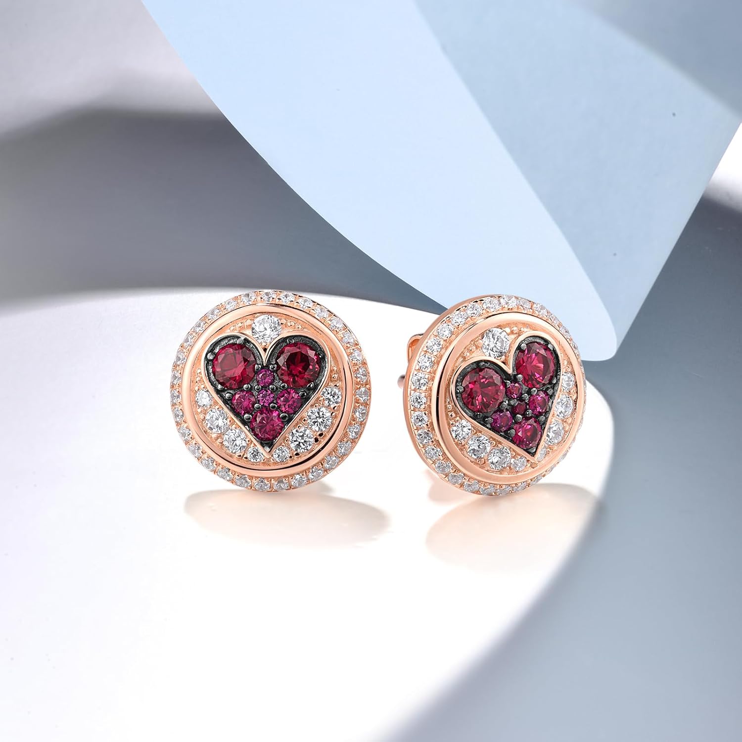 Santuzza 925 Sterling Silver Round Shape Gemstone Earrings White Cubic Zirconia Poker Four Suits Stud Earrings for Women - Image 3